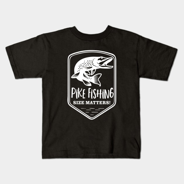 Pike Fishing Size Matters Angler Funny Fisherman Kids T-Shirt by Outdoor Strong 